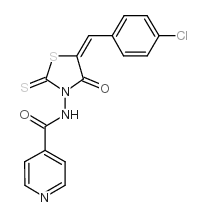 4-Pyridinecarboxamide, N-(5-((4-chlorophenyl)methylene)-4-oxo-2-thioxo-3-thiazolidinyl)- Structure