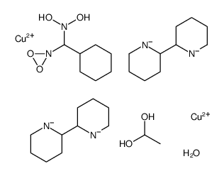 dicopper,1-cyclohexyl-1-(dioxaziridin-3-yl)-N,N-dihydroxymethanamine,ethane-1,1-diol,2-piperidin-1-id-2-ylpiperidin-1-ide,hydrate Structure