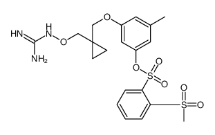 [3-[[1-[(diaminomethylideneamino)oxymethyl]cyclopropyl]methoxy]-5-methylphenyl] 2-methylsulfonylbenzenesulfonate结构式