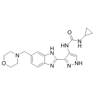 1-环丙基-3-(3-(5-(吗啉甲基)-1H-苯并[d]咪唑-2-基)-1H-吡唑-4-基)脲图片