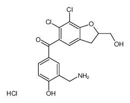 6,7-dichloro-2,3-dihydro-5-<3-(aminomethyl)-4-hydroxybenzoyl>-2-benzofuranmethanol hydrochloride Structure