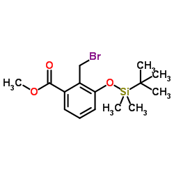 2-(溴甲基)-3-((叔丁基二甲基甲硅烷基)氧基)苯甲酸甲酯结构式