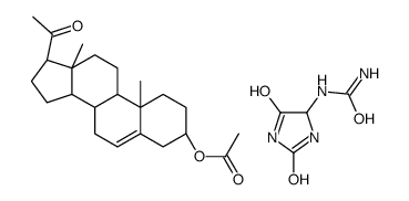 [(3S,8S,9S,10R,13S,14S,17S)-17-acetyl-10,13-dimethyl-2,3,4,7,8,9,11,12,14,15,16,17-dodecahydro-1H-cyclopenta[a]phenanthren-3-yl] acetate,(2,5-dioxoimidazolidin-4-yl)urea结构式