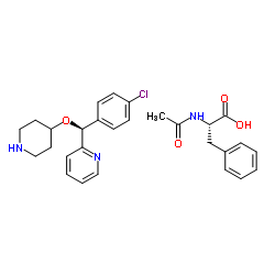 (S)-2-((4-氯苯基)(哌啶-4-基氧基)甲基)吡啶(S)-2-乙酰氨基-3-苯基丙酸酯结构式