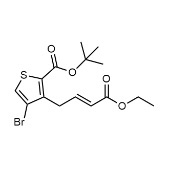 (E)-4-溴-3-(4-乙氧基-4-氧代丁基-2-烯-1-基)噻吩-2-羧酸叔丁酯结构式