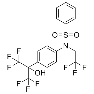 N-(2,2,2-三氟乙基)-N-[4-[2,2,2-三氟-1-羟基-1-(三氟甲基)乙基]苯基]-苯磺酰胺结构式