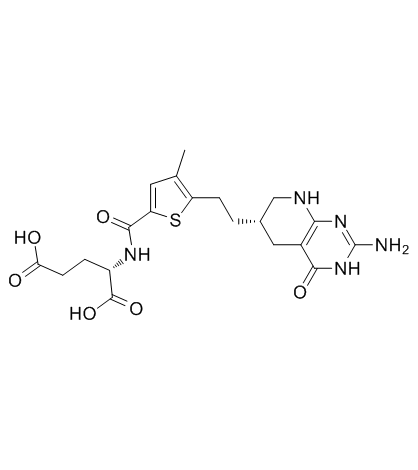 N-((5-(2-((6S)-2-氨基-1,4,5,6,7,8-六氢-4-氧代吡啶并[2,3-D]嘧啶-6-基)乙基)-4-甲基-2-噻吩)甲酰基)-L-谷氨酸结构式