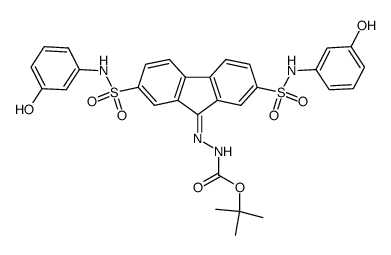 tert-butyl 2-(2,7-bis{[(3-hydroxyphenyl)amino]sulfonyl}-9H-fluoren-9-ylidene)hydrazinecarboxylate Structure