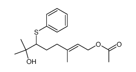 (E)-7-hydroxy-3,7-dimethyl-6-(phenylthio)oct-2-en-1-yl acetate Structure