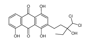 (RS)-2-(3-Dichlormethyl-3-hydroxypentyl)-1,4,8-trihydroxy-9,10-anthrachinon Structure