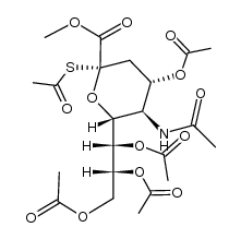 methyl 5-acetamido-4,7,8,9-tetra-O-acetyl-2-S-acetyl-3,5-dideoxy-2-thio-D-glycero-α-D-galacto-non-2-ulopyranosylonate Structure