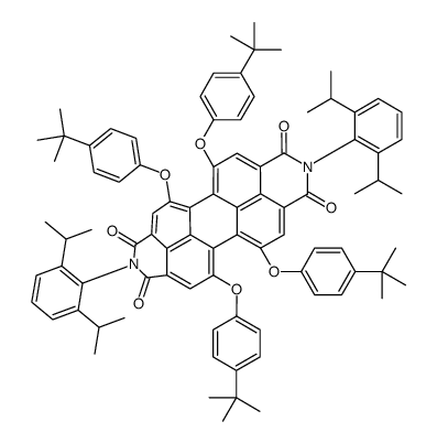 1,6,7,12-四(4-叔丁苯氧基)-N,N'-二(2,6-二异丙基苯基)-3,4,9,10-苝二酰亚胺结构式