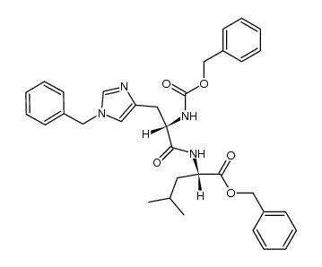 N-(1-benzyl-Nα-benzyloxycarbonyl-L-histidyl)-L-leucine-benzyl ester结构式