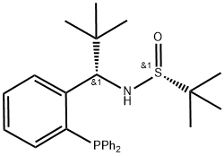 [S(R)]-N-[(1S)-1-[2-(二苯基膦基)苯基]-2,2-二甲基丙基]-2-甲基-2-丙烷亚磺酰胺结构式