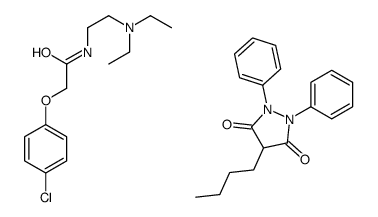 2-(4-chlorophenoxy)-N-[2-(diethylamino)ethyl]acetamide, compound with 4-butyl-1,2-diphenyltetrahydropyrazol-3,5-dione (1:1) Structure