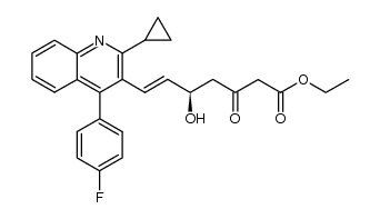 ethyl 5(R)-(E)-7-[2-cyclopropyl-4-(4-fluorophenyl)-quinolin-3-yl]-5-hydroxy-3-oxo-6-heptenoate结构式