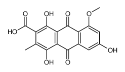 9,10-Dihydro-1,4,6-trihydroxy-8-methoxy-3-methyl-9,10-dioxo-2-anthracenecarboxylic acid结构式