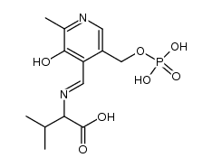 (E)-2-(((3-hydroxy-2-methyl-5-((phosphonooxy)methyl)pyridin-4-yl)methylene)amino)-3-methylbutanoic acid Structure