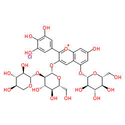 氯化飞燕草素-3-O-桑布双糖苷-5-O-葡萄糖苷结构式