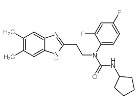 Urea, N-cyclopentyl-N-(2,4-difluorophenyl)-N-[2-(5,6-dimethyl-1H-benzimidazol-2-yl)ethyl]- (9CI) Structure