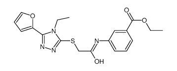 Benzoic acid, 3-[[[[4-ethyl-5-(2-furanyl)-4H-1,2,4-triazol-3-yl]thio]acetyl]amino]-, ethyl ester (9CI)结构式