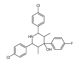 2,6-bis(4-chlorophenyl)-4-(4-fluorophenyl)-3,5-dimethylpiperidin-4-ol结构式