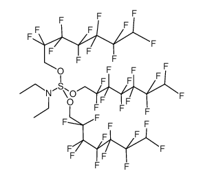 1,1,1-tris((2,2,3,3,4,4,5,5,6,6,7,7-dodecafluoroheptyl)oxy)-N,N-diethyl-l4-sulfanamine结构式