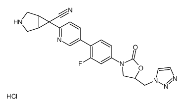 (1S,5R)-6-[5-[2-fluoro-4-[(5R)-2-oxo-5-(triazol-1-ylmethyl)-1,3-oxazolidin-3-yl]phenyl]pyridin-2-yl]-3-azabicyclo[3.1.0]hexane-6-carbonitrile,hydrochloride结构式