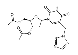 5-(2-tetrazolyl)methyl-3',5'-di-O-acetyl-2'-deoxyuridine结构式