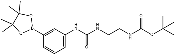 N-[2-[[[[3-(4,4,5,5-四甲基-1,3,2-二氧杂硼杂环戊烷-2-基)苯基]氨基]羰基]氨基]乙基]氨基甲酸叔丁酯结构式