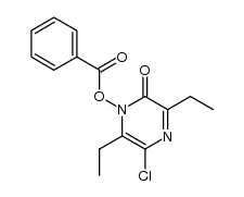 1-benzoyloxy-5-chloro-3,6-diethyl-1,2-dihydro-2-oxopyrazine结构式