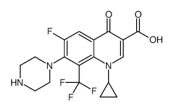 3-Quinolinecarboxylic acid, 1-cyclopropyl-6-fluoro-1,4-dihydro-4-oxo-7-(1-piperazinyl)-8-(trifluoromethyl)- Structure