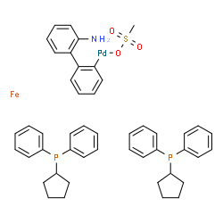 甲磺酸[1,1'-双(二苯基膦基)二茂铁)](2'-氨基-1,1'-联苯-2-基)钯(II)结构式