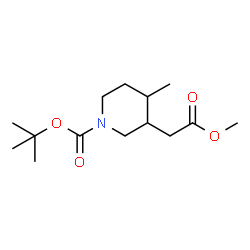 3-(2-甲氧基-2-氧乙基)-4-甲基哌啶-1-甲酸叔丁酯结构式