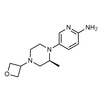(S)-5-(2-甲基-4-(氧杂环丁烷-3-基)哌嗪-1-基)吡啶-2-胺结构式
