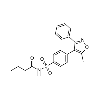 N-((4-(5-甲基-3-苯基异噁唑-4-基)苯基)磺酰基)丁酰胺(帕瑞昔布钠杂质)结构式