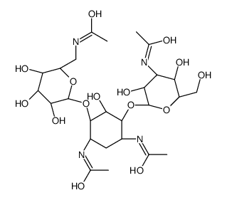6-[O-3-Acetamido-3-deoxy-α-D-glucopyranosyl-4-O-[6-acetamido-6-deoxy-α-D-glucopyranosyl]-N,N'-diacetyl-2-deoxy-L-streptamine structure