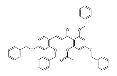 (E)-3,5-bis(benzyloxy)-2-(3-(2,4-bis(benzyloxy)phenyl)acryloyl)phenyl acetate结构式