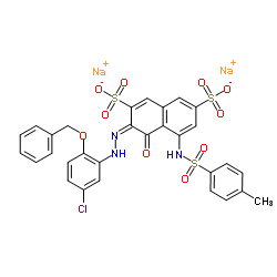 disodium 3-[[5-chloro-2-(phenylmethoxy)phenyl]azo]-4-hydroxy-5-[[(p-tolyl)sulphonyl]amino]naphthalene-2,7-disulphonate Structure