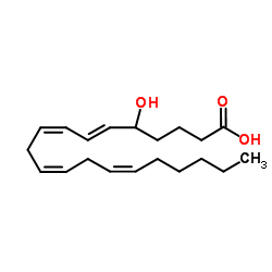 (±)-5-HETE,(±)-(6E,8Z,11Z,14Z)-5-Hydroxyeicosatetraenoic acid solution结构式