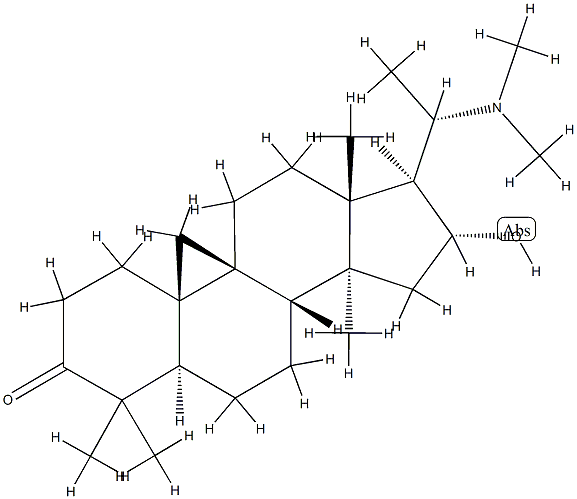(20S)-16α-Hydroxy-4,4,14-trimethyl-20-(dimethylamino)-9β,19-cyclo-5α-pregnan-3-one结构式