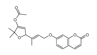 3-acetoxy-5-[(E)-3-(2-oxo-2H-chromen-7-yloxy)-1-methyl-1-propenyl]-2,2-dimethyl-2,5-dihydrofuran结构式