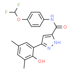 N-[4-(Difluoromethoxy)phenyl]-3-(2-hydroxy-3,5-dimethylphenyl)-1H-pyrazole-5-carboxamide Structure