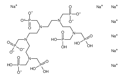 heptasodium,N'-[2-[bis(phosphonatomethyl)amino]ethyl]-N-[2-[2-[bis(phosphonatomethyl)amino]ethyl-(phosphonatomethyl)amino]ethyl]-N,N'-bis(phosphonatomethyl)ethane-1,2-diamine,hydron结构式