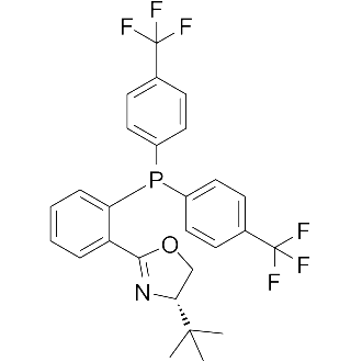 (S)-2-(2-(双(4-(三氟甲基)苯基)膦基)苯基)-4-(叔丁基)-4,5-二氢噁唑结构式