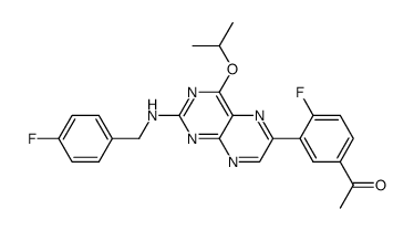 [4-isopropoxy-6-(5-acetyl-2-fluorophenyl)-pteridin-2-yl]-(4-fluoro-benzyl)-amine Structure