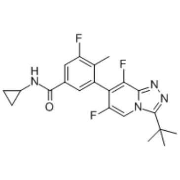 3-(3-tert-butyl-6,8-difluoro-[1,2,4]triazolo[4,3-a]pyridin-7-yl)-N-cyclopropyl-5-fluoro-4-methylbenzamide结构式