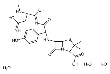 (2S,6R)-6-[[(1S)-2-[[(2R)-4-amino-2-(methylamino)-4-oxobutanoyl]amino]-1-(4-hydroxyphenyl)-2-oxoethyl]amino]-3,3-dimethyl-7-oxo-4-thia-1-azabicyclo[3.2.0]heptane-2-carboxylic acid,tetrahydrate Structure
