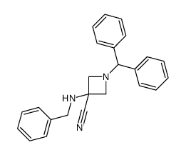 1-(二苯基甲基)-3-[(苯基甲基)氨基]氮杂丁烷-3-甲腈结构式