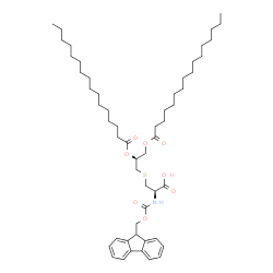 1S)-1-[[[(2R)-2-羧基-2-[[芴甲氧羰基]氨基]乙基]硫基]甲基]-1,2-乙二基双(十六烷酸)酯结构式